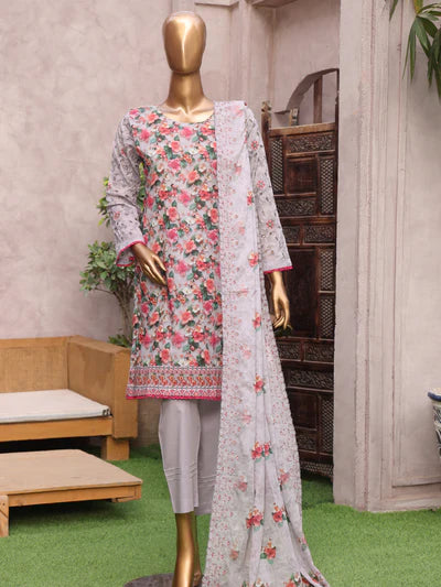Amara By MTF Digital Printed Lawn Shirt with Chikankari Embroidered Sleeves| Unstitched Suit D04 SKU: AMA04