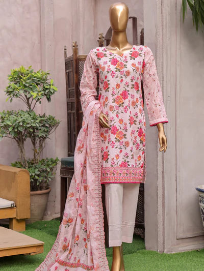 Amara By MTF Digital Printed Lawn Shirt with Chikankari Embroidered Sleeves| Unstitched Suit D06 SKU: AMA06